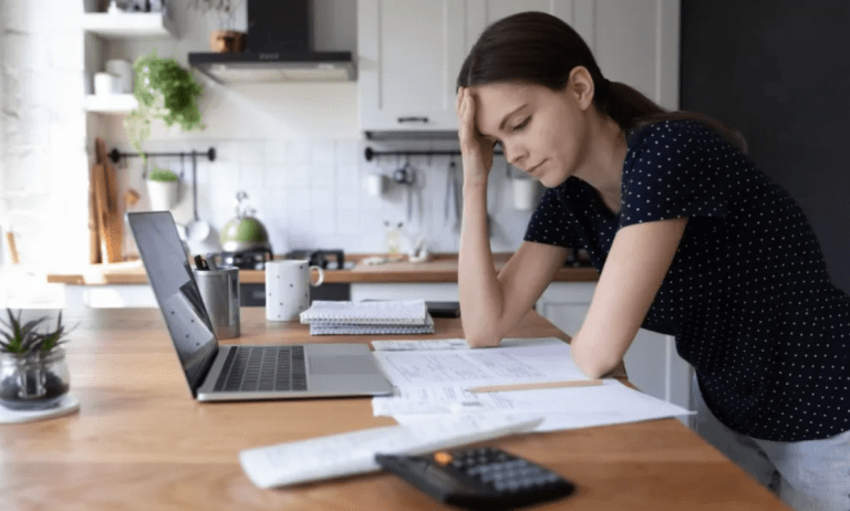woman with bills